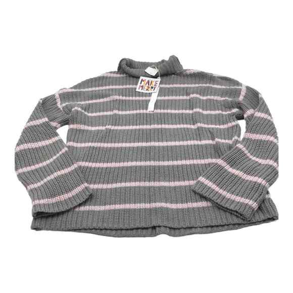 Caslon Womens Large Sweater Gray Pink Stripe Mock Neck Chunky Knit NWT - Picture 14 of 16
